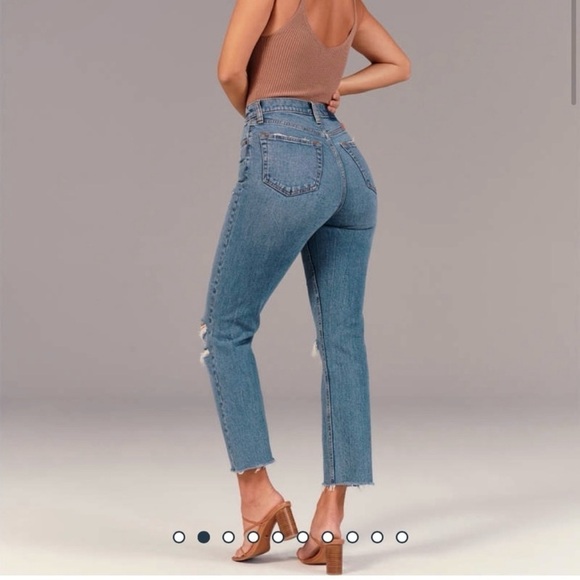 Abercrombie & Fitch Ultra High Rise Ankle Straight Jeans Distressed Sz 27 4L - Picture 3 of 15